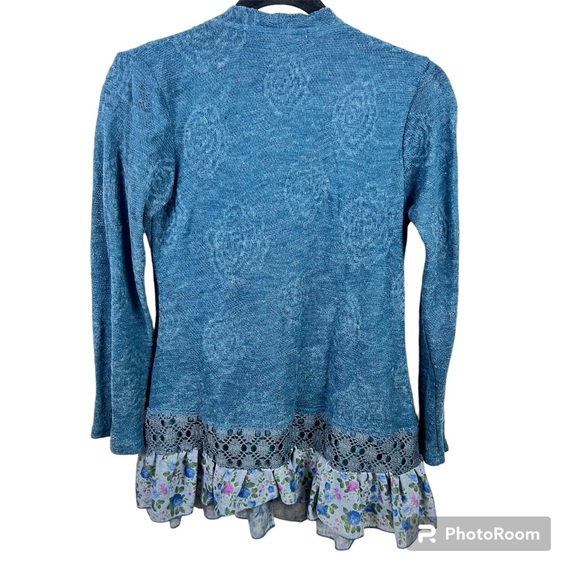 Pretty Angel Women’s Button Up Linen Blend Cardigan Blouse Blue Whimsigoth Small - Picture 2 of 13